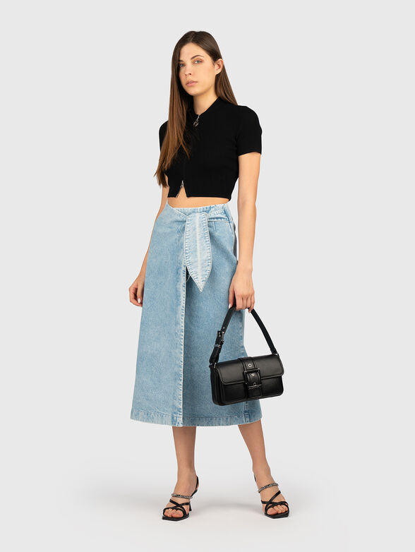 GETARU high-waisted denim midi skirt - 4