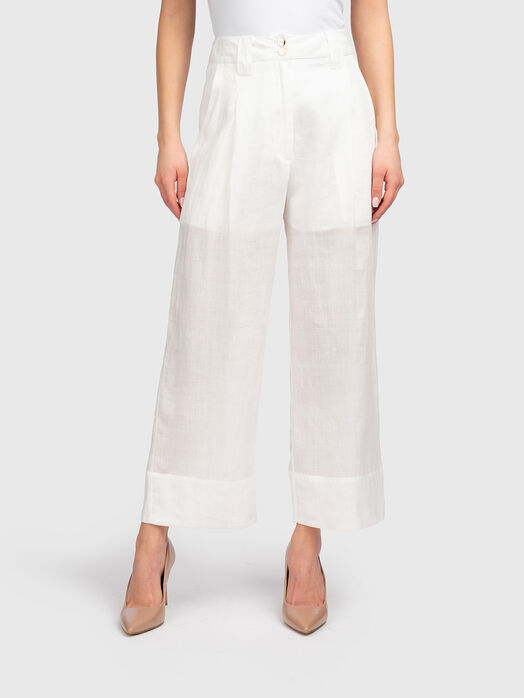 High-waisted cropped trousers with pleats