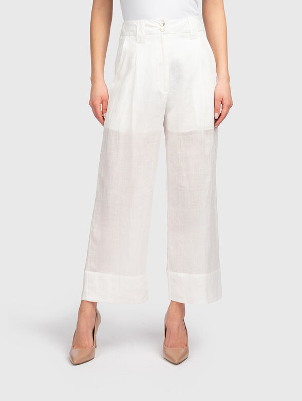 High-waisted cropped trousers with pleats - 1