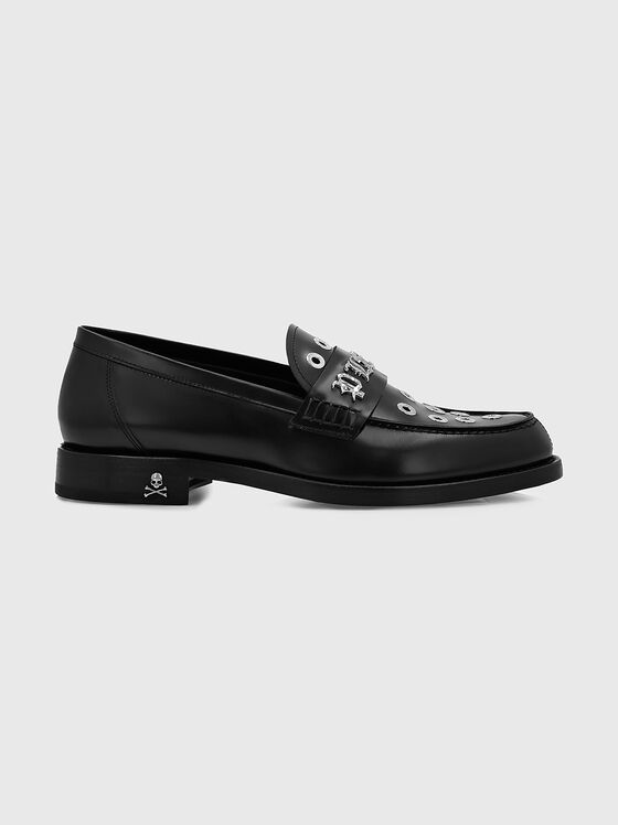 Leather loafers with metal eyelets - 1