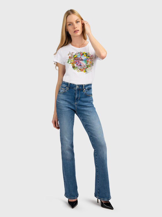 T-shirt with oval neckline and multicolor print - 2