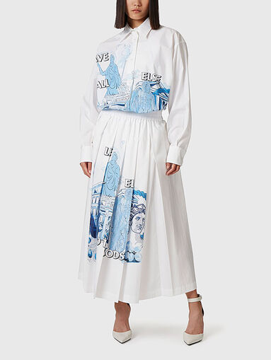 White pleated skirt with art print - 5