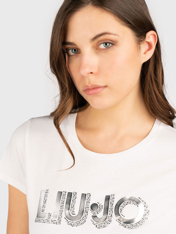 T-shirt with logo rhinestones - 4