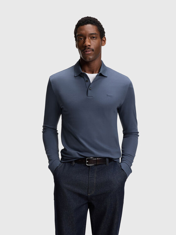 Памучен поло-шърт PADO с дълъг ръкав - 1