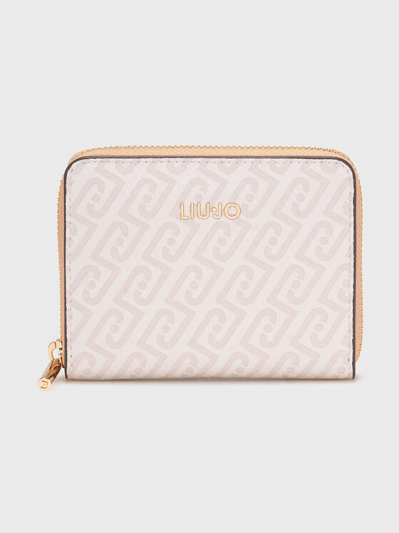 Малко портмоне с монограм в цвят екрю - 1