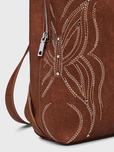 Brown backpack with embroidery - 4