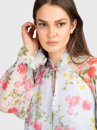 Long-sleeved blouse with floral print - 5
