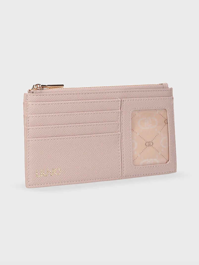 Beige card holder with logo  - 3
