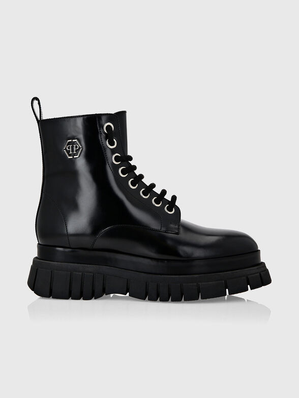 HEXAGON black leather boots - 0