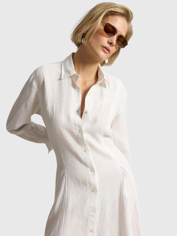 Linen shirt-style midi dress - 4