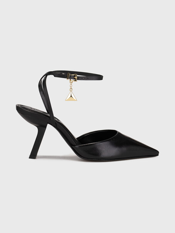 Black leather shoes with metal accent - 1