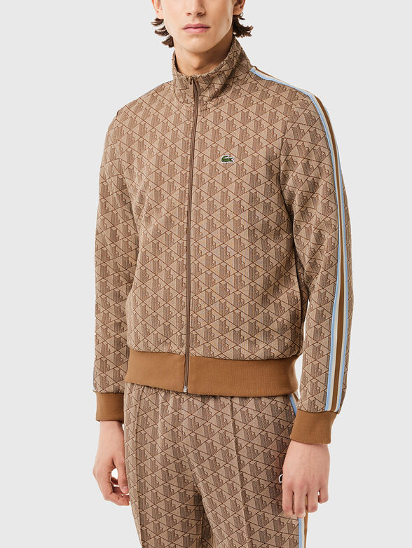 Sweatshirt with monogram print in brown - 1