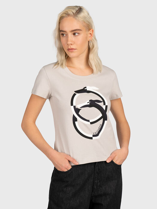 Light grey T-shirt with logo print