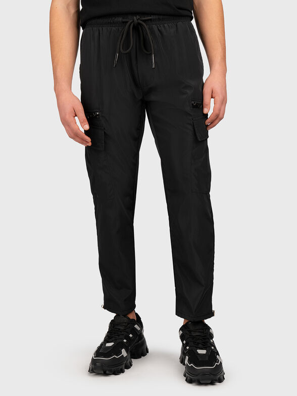 Black cargo pants with ties - 1