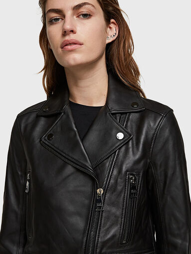 Leather biker jacket with rhinestones - 4