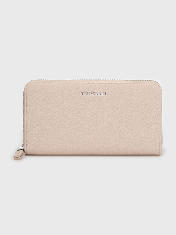 Wallet with grained texture and logo - 1