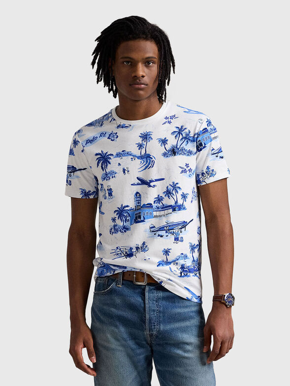 Contrast print T-shirt - 1