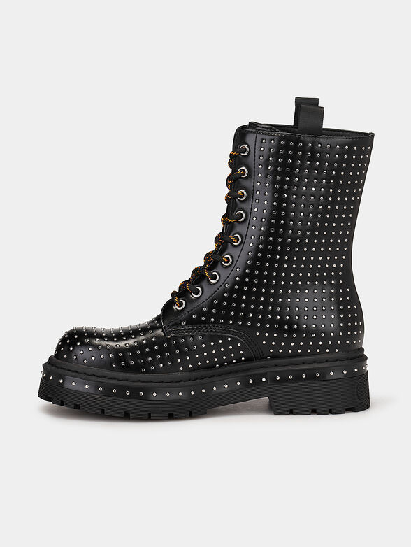 Studded ankle boots with laces  - 4