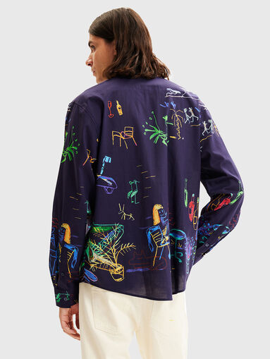 MIAMI blue shirt with contrasting print - 3