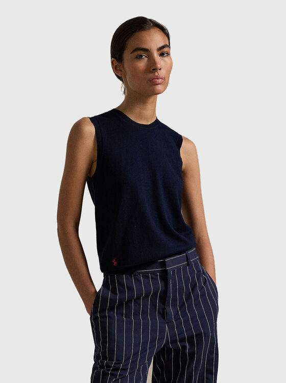 Памучен топ с бродирано лого - 1