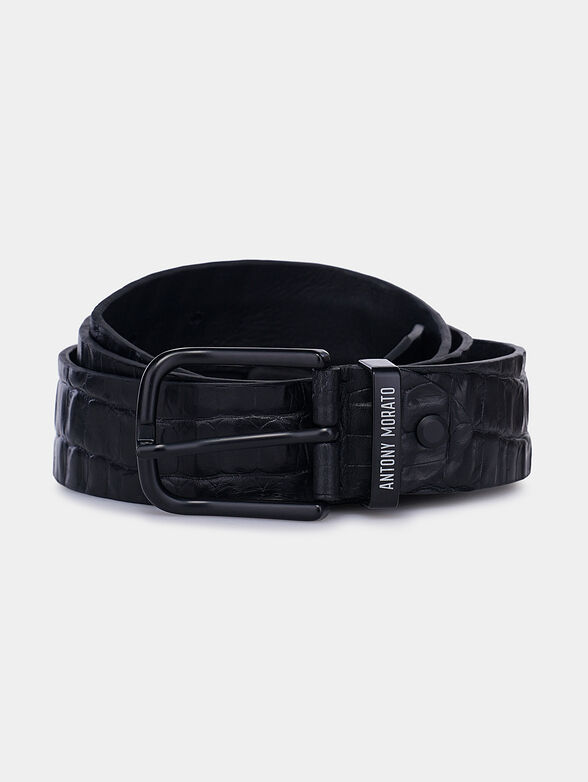 Leather belt with crocodile texture - 1
