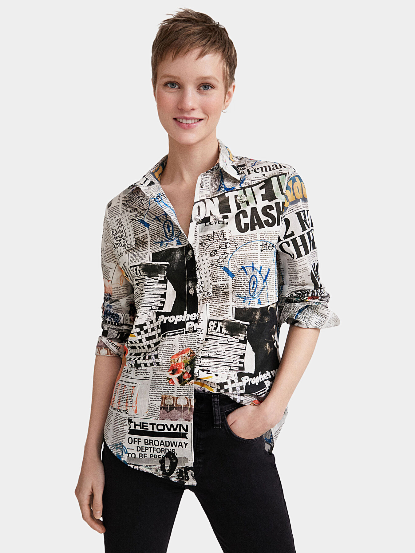 viscose slit design shirt/FREE/レーヨン Unisex Asymmetric Silk Shirt – La Garçonne