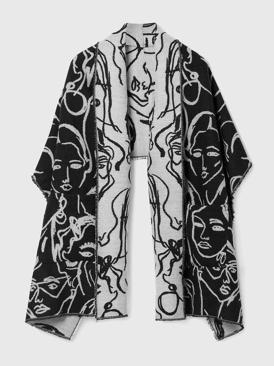 Шал с арт дизайн и джобове - 1