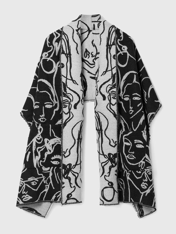 Scarf with art design and pockets - 1