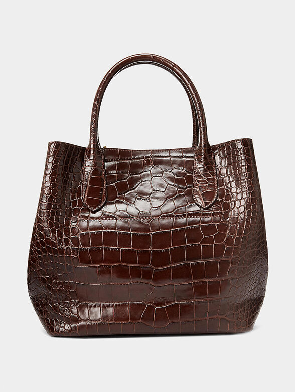 Leather shopper in brown color - 3