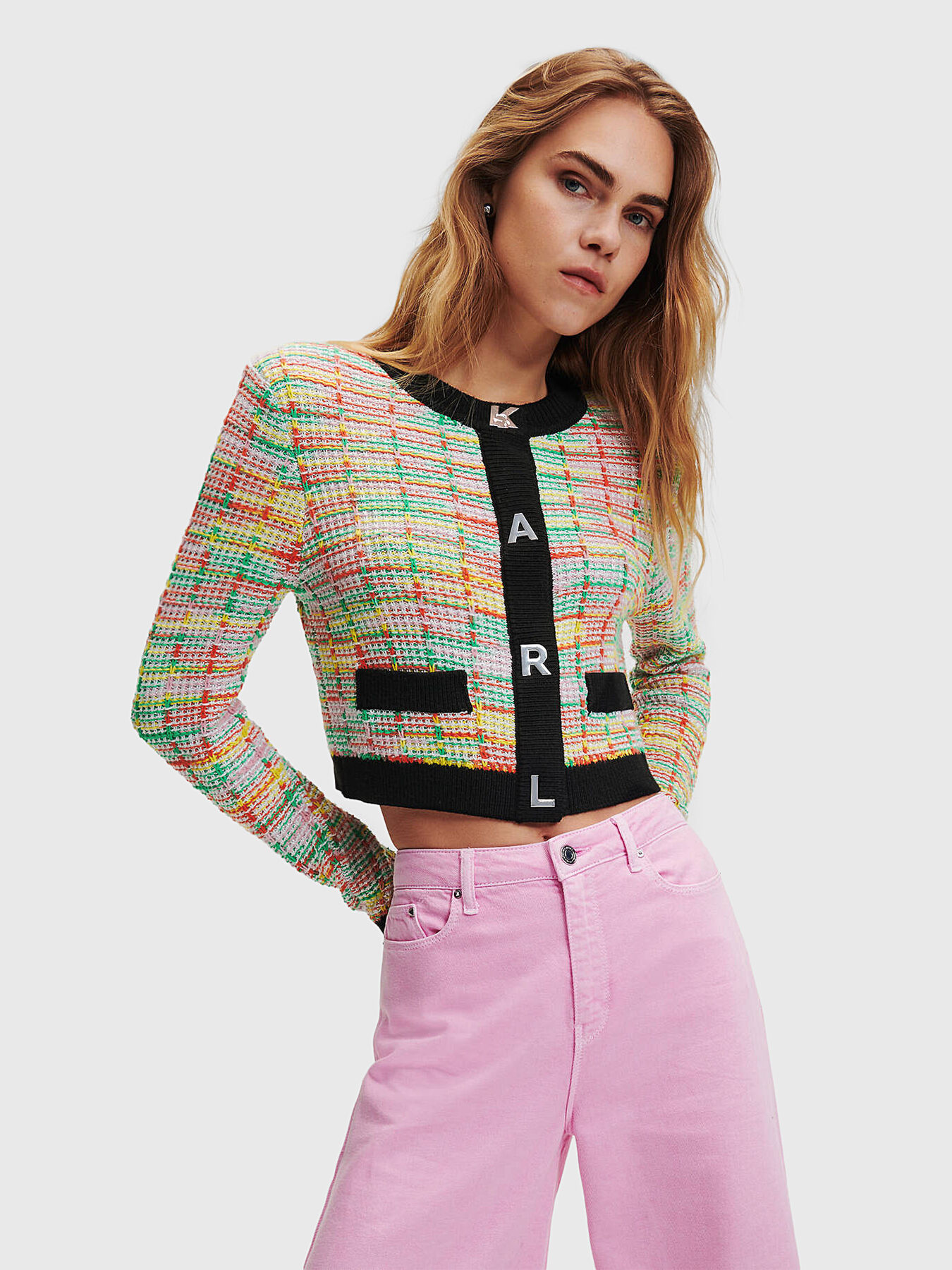Multicoloured cardigan with contrasting edges brand Karl Lagerfeld Globalbrandsstore en