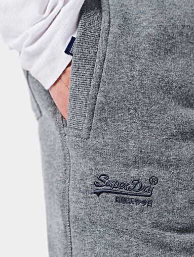 Grey sports pants with logo embroidery - 3