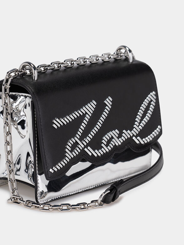 Crossbody bag with appliqued silver elements - 5