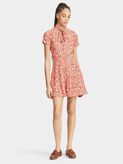 Cotton mini dress with floral print - 1