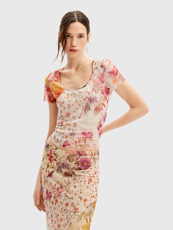 Short sleeve blouse with floral print - 1