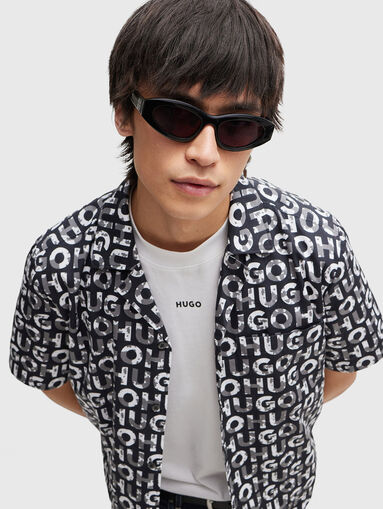ELLINO cotton shirt with monogram logo print - 4