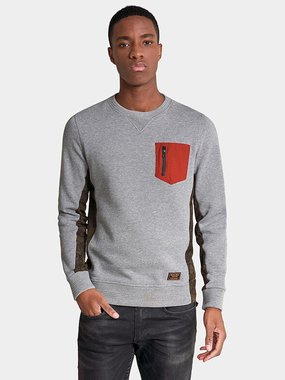 Grey cotton sweatshirt with contrasting details - 1