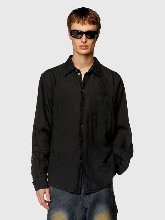 S-EMIL linen shirt in black - 1