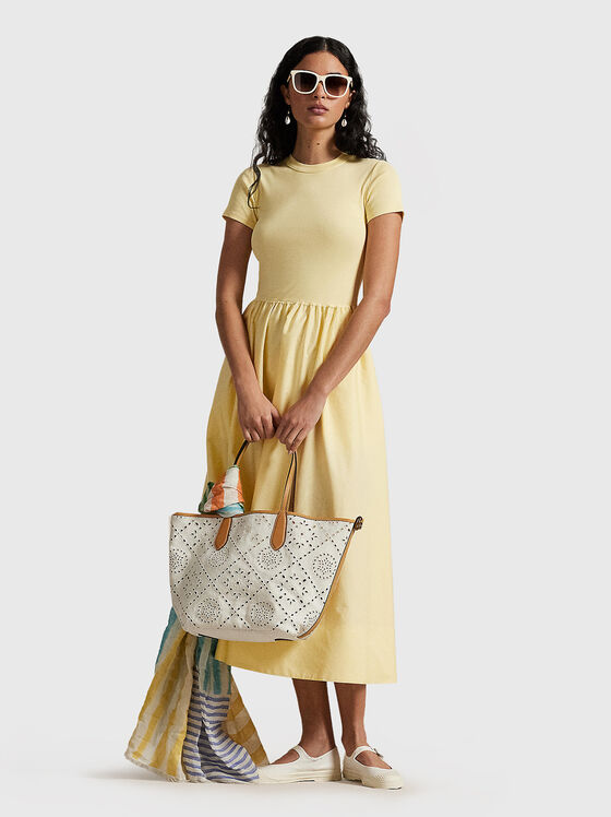 Short sleeved cotton poplin midi dress - 1