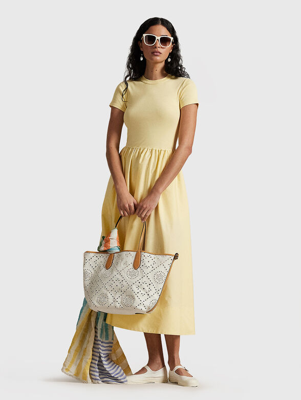 Short sleeved cotton poplin midi dress - 1