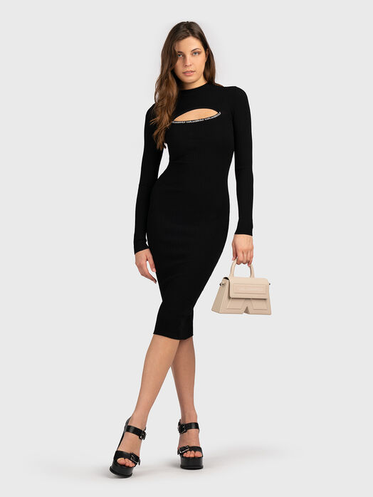 Black slim dress with cut out detail