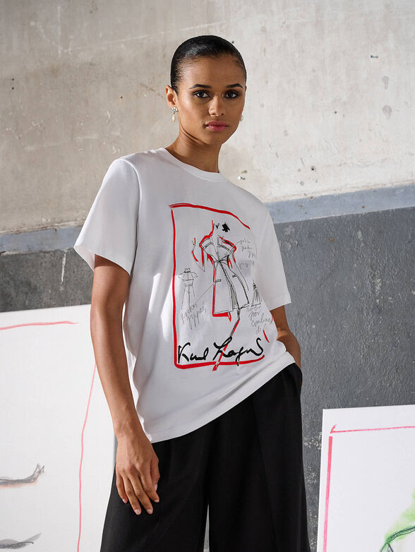 White T-shirt with artistic print - 1