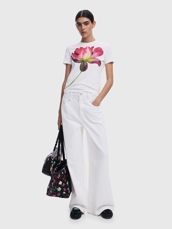 Cotton T-shirt with floral print - 2