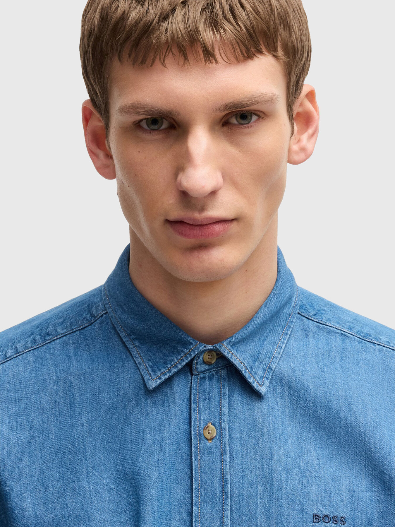 Denim shirt with long sleeves brand BOSS — Globalbrandsstore