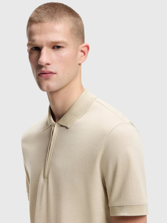 Cotton-blend polo shirt with a zip - 4
