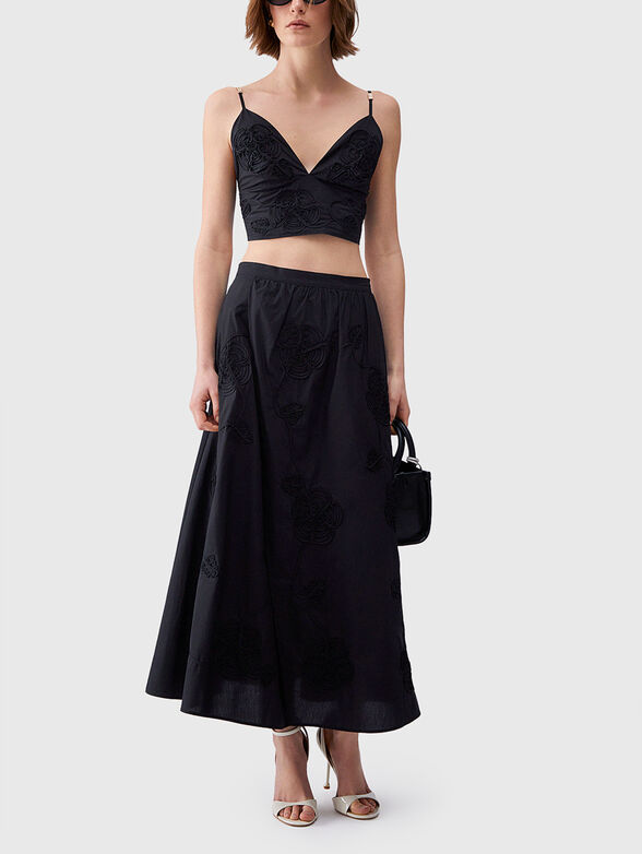 Black cotton pleated skirt - 4