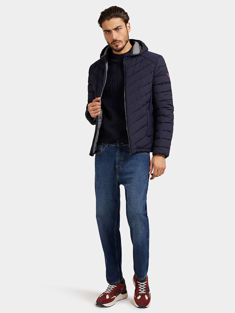 Black padded down jacket with hood - 3