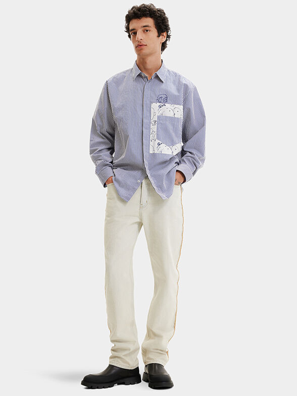 Striped shirt with big accented pocket - 1