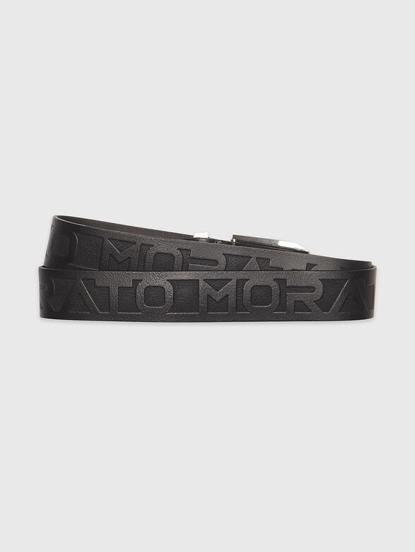 Embossed leather belt with logo accents - 2
