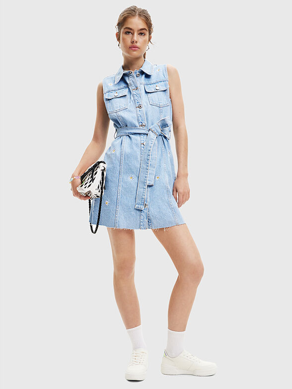 VIRGINN denim dress with belt - 4