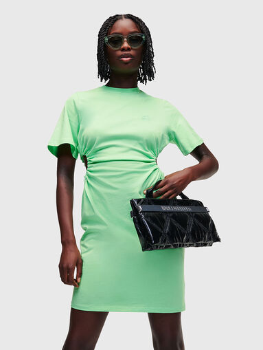 JERSEY black mini dress with cutout element - 5